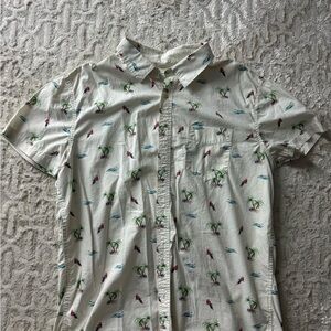 Aeropostale Palm and Bird Print Casual Shirt size large